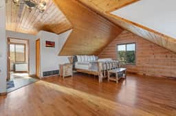 Log cabin on a canyon, panoramic hills, 3 levels