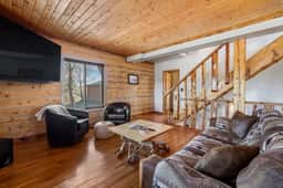 Log cabin on a canyon, panoramic hills, 3 levels